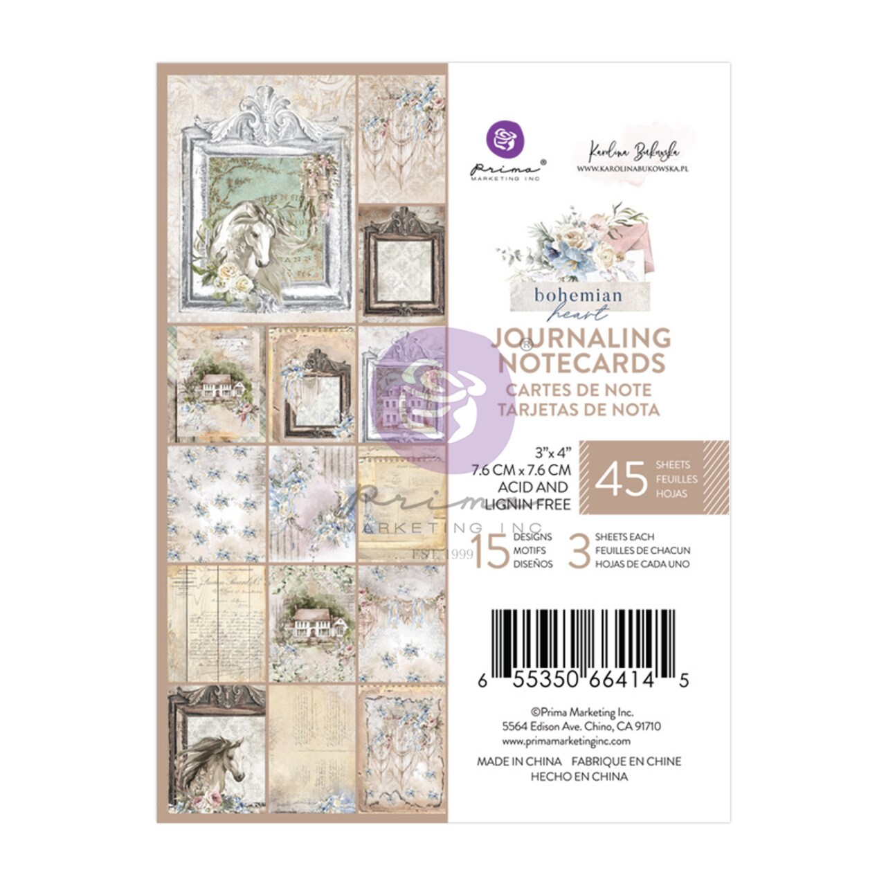 Bohemian Heart 3x4 Journaling Cards - 45 sheets - 15 designs x 3 sheets each paper pad